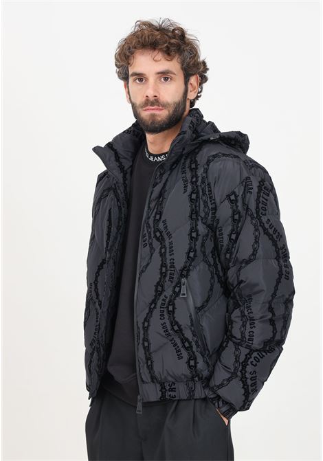 Bomber nero da uomo con stampa Chain Couture VERSACE JEANS COUTURE | 77GAUD04CQD59899